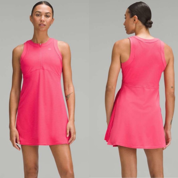 lululemon athletica Dresses & Skirts - Lululemon Grid-Texture Sleeveless Tennis Dress Lip Gloss SZ 4